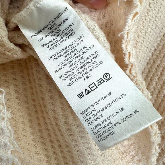 Free People Cardiff Waffle Knit Hoodie Pullover Top Size Medium - Picture 7 of 11